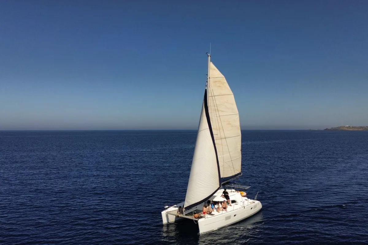 Catamaran sailing on open water