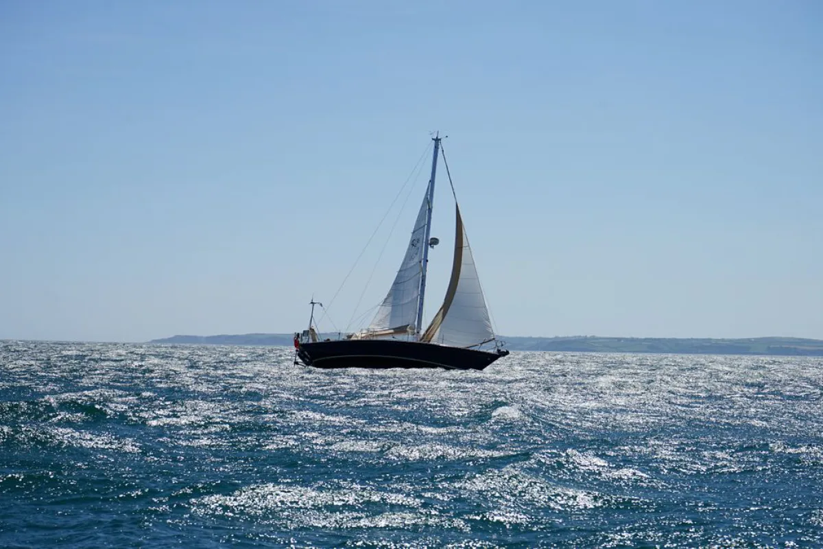 Sailing yacht under sail at sea